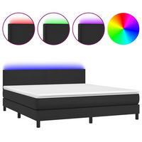 BOXSPRINGBETT 160/200 Cm Schwarz Kunstleder - Schwarz, Leder (160/203cm) - vidaXL