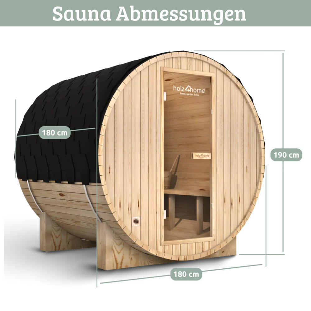 FASSSAUNA Outdoor mit Elektroofen PIET für 4 Personen Externe Montage - Braun, Holz (180/190/180cm) - DELUKE
