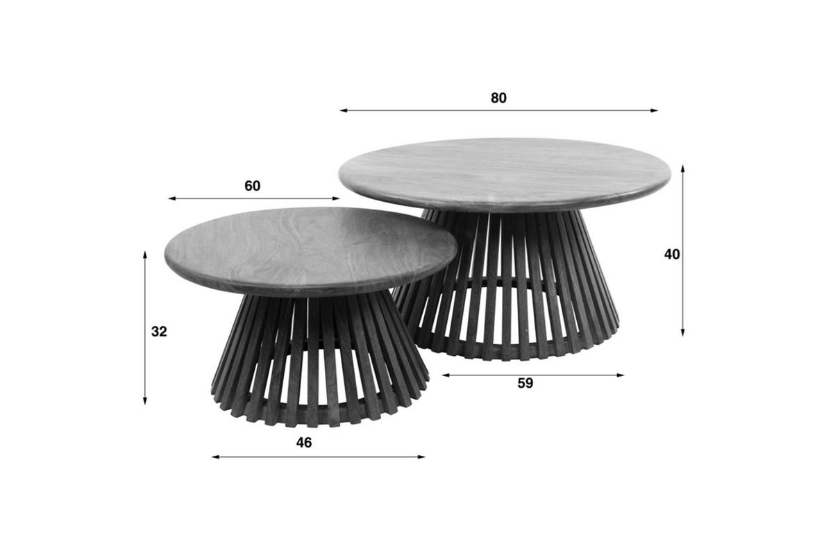 COUCHTISCH-SET LANI Braun Mango - Braun, Mangoholz/Holz (80/80/40cm) - KAWOLA