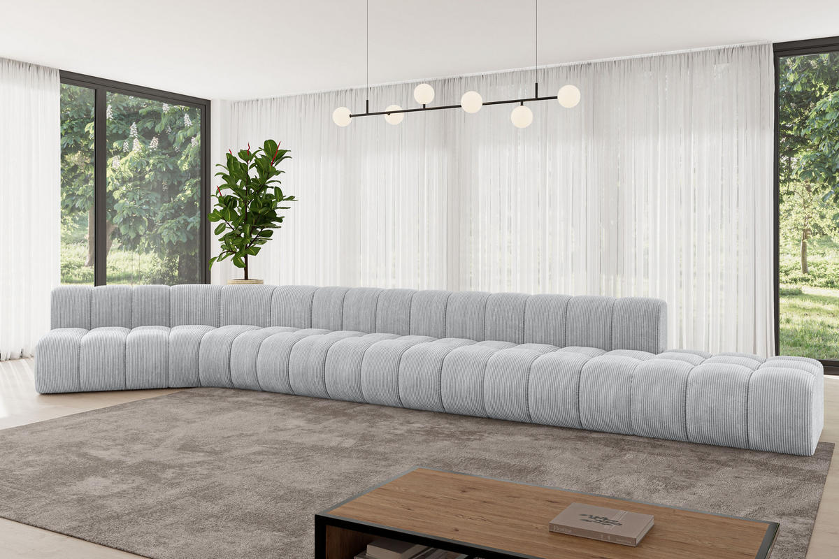 ECKSOFA modulares Sofa Brilo-L3 - 562x174x70 cm Grau - Grau, Holzwerkstoff/Textil (562/174cm) - ALTDECOR