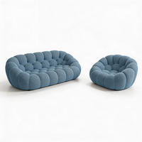 SITZGARNITUR Cocoon Sofa und Sessel Blau - Hellblau, Textil (190/75/113cm) - COCO Living