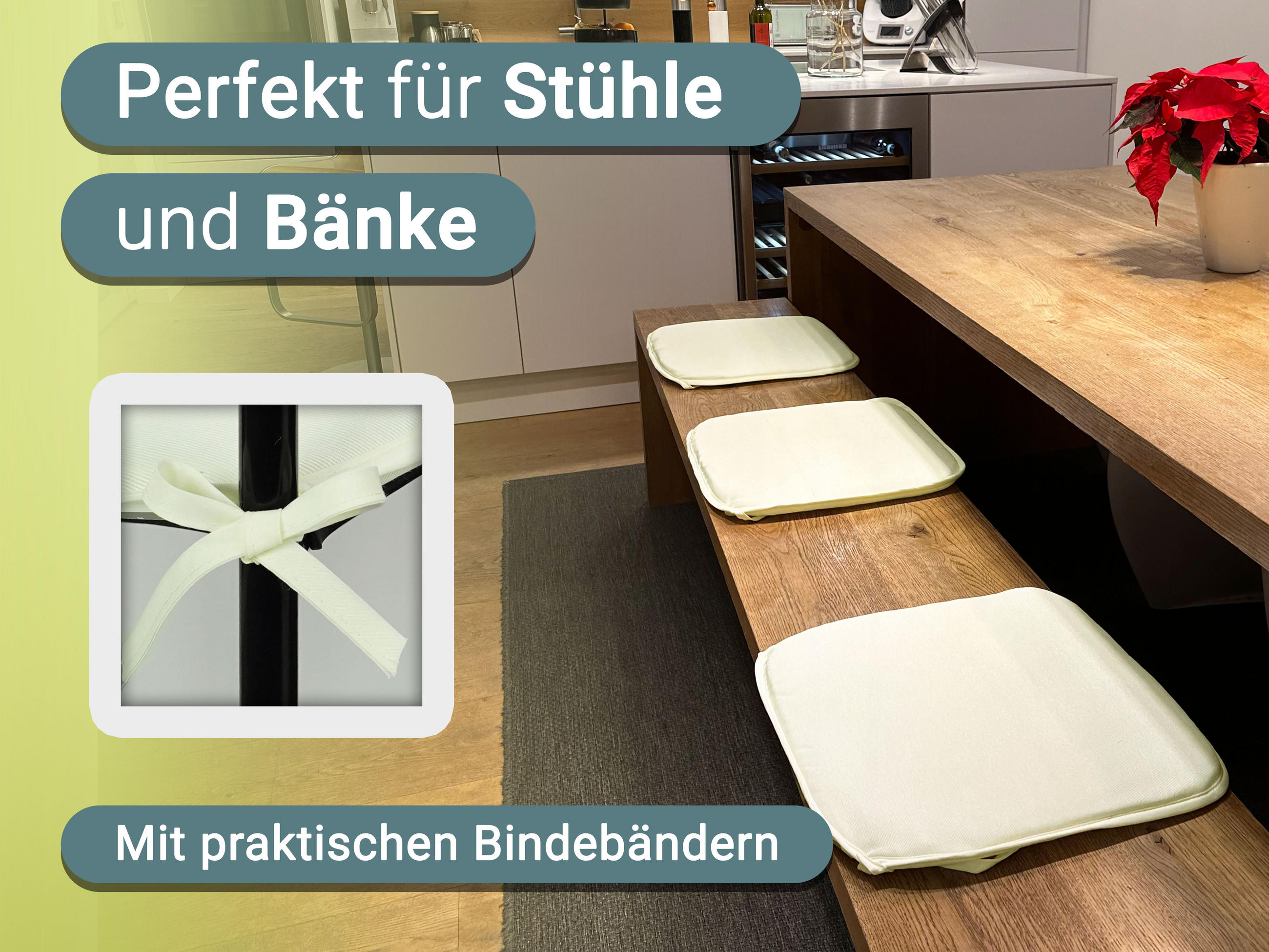 STUHLKISSEN, 4er-Set, 38 x 38 cm, 85% Polyester, 15% Polyamid, Beige - Creme, Textil (38/38/2cm) - Zollner