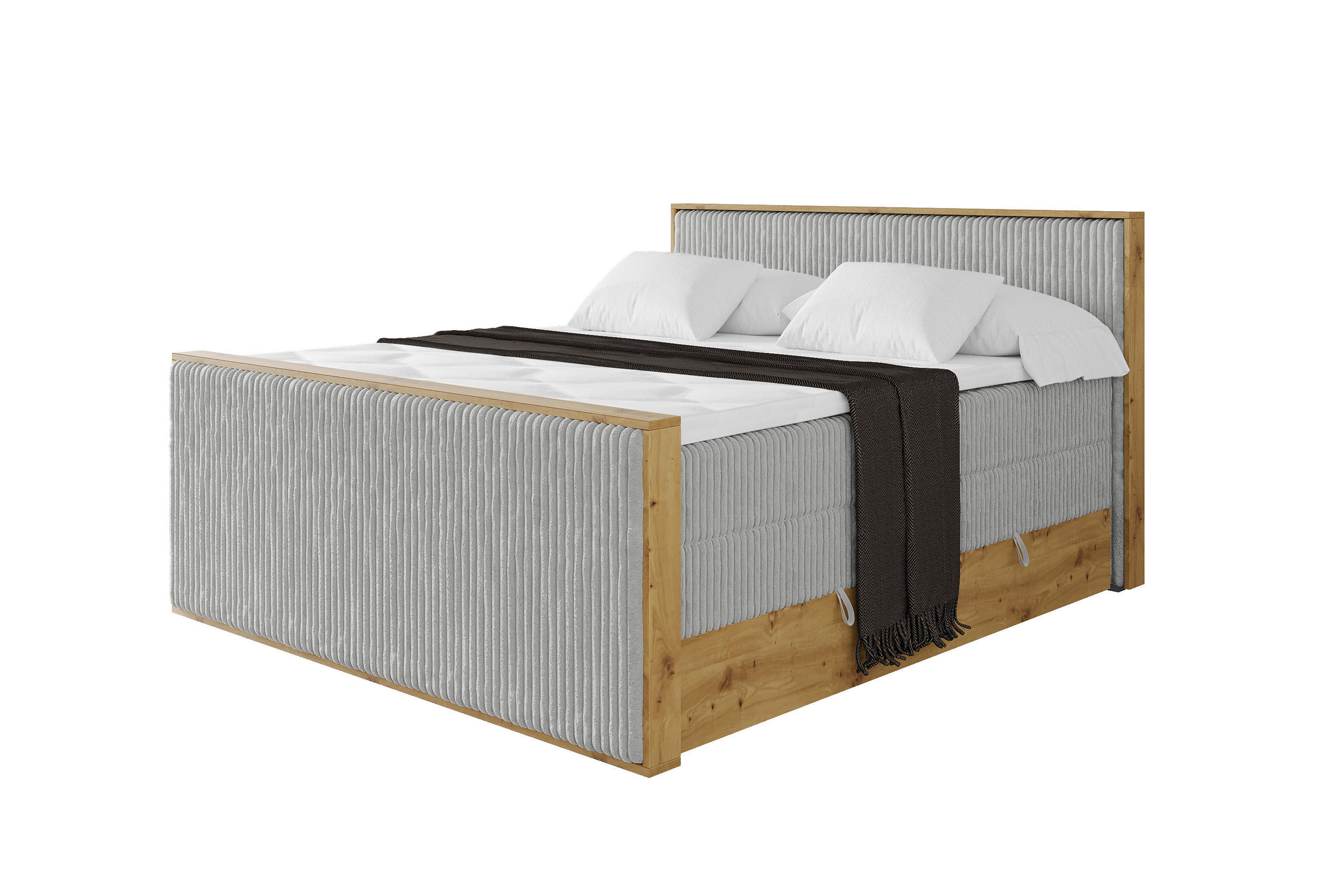 BOXSPRINGBETT LOLLI9 -Z-KING 160x200 - H3/H4 Grau - Grau, Holzwerkstoff (160/200cm) - ALTDECOR