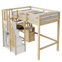 HOCHBETT 90/200 cm Naturholz mit Schreibtisch und Stauraum - Naturfarben, Holzwerkstoff (90/200cm) - OKWISH