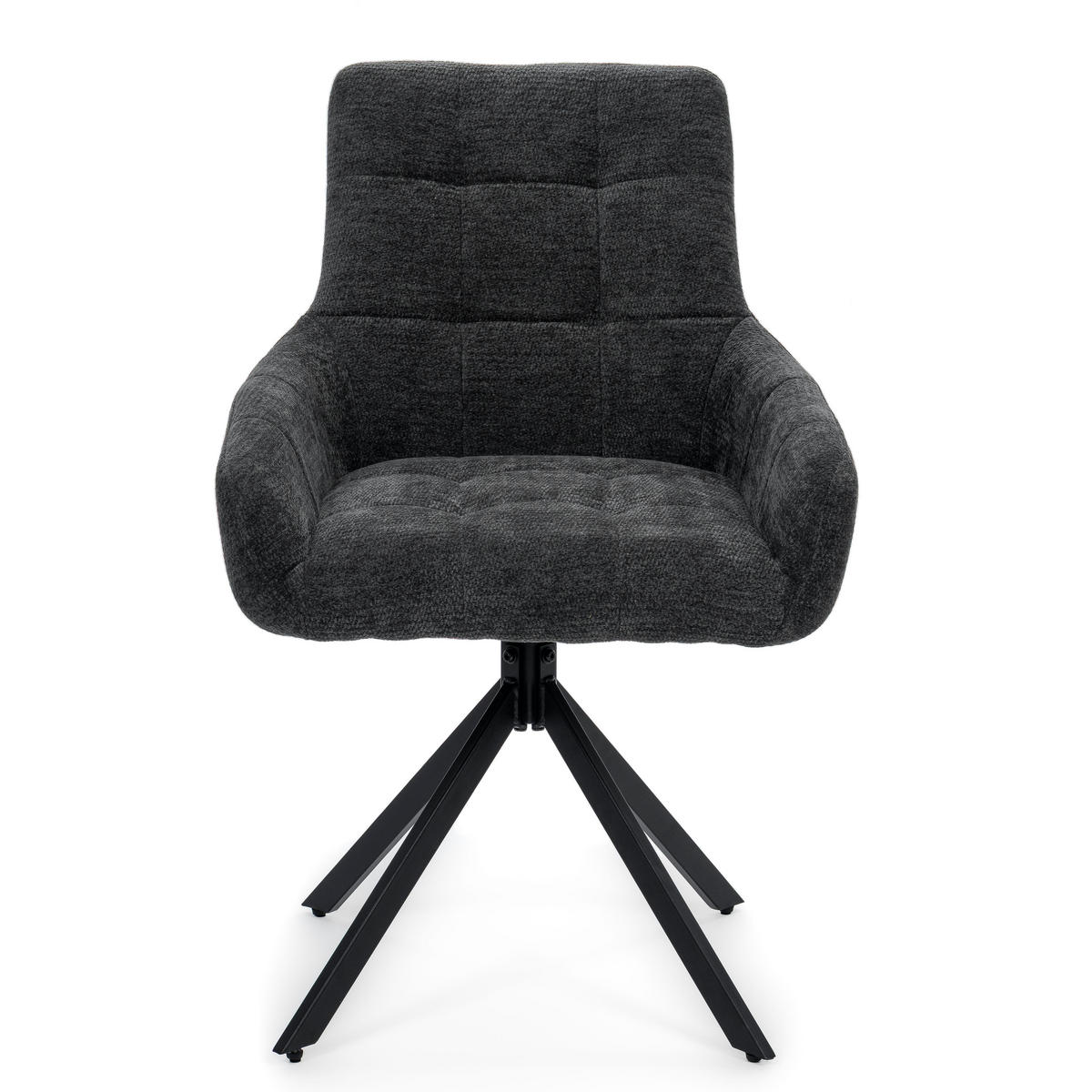STUHL FUNO drehbar gepolsterter mit Steppung - graphit - Chenille - Dunkelgrau/Schwarz, Textil/Metall (58/87/60cm) - NEW HOME