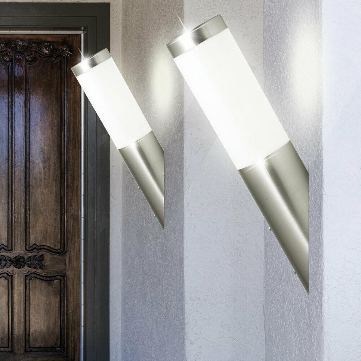 LED AUSSEN-WANDLEUCHTE Edelstahl Silber 2er Set - Silberfarben, Metall (17/40/17cm) - Globo Lighting