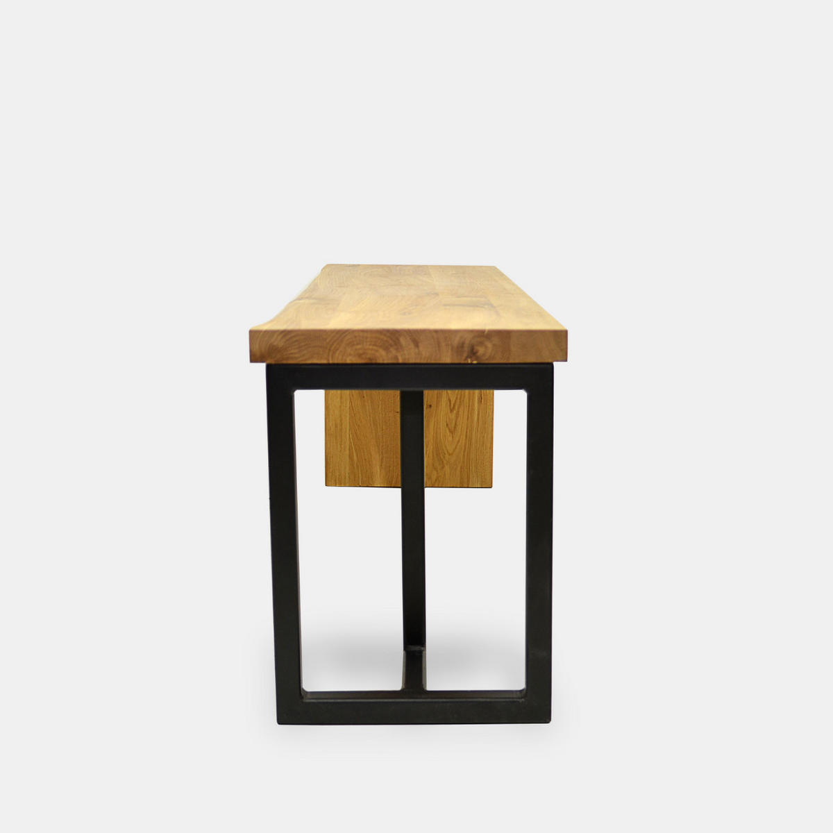 SITZBANK aus Eichenholz und Stahl fürs Wohnzimmer HUGON I - Eichefarben, Holz (110/45/35cm) - Rawood Furniture