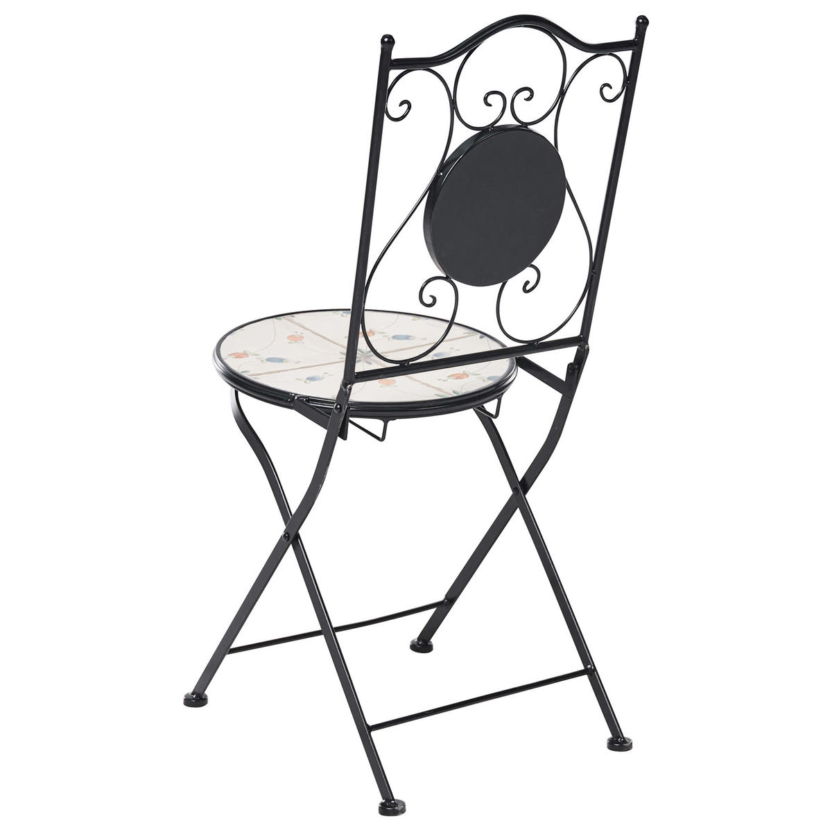 GARTENSTUHL 2er-Set klappbar Metall Schwarz Carona - Weiß, Metall (40/90/45cm) - Beliani