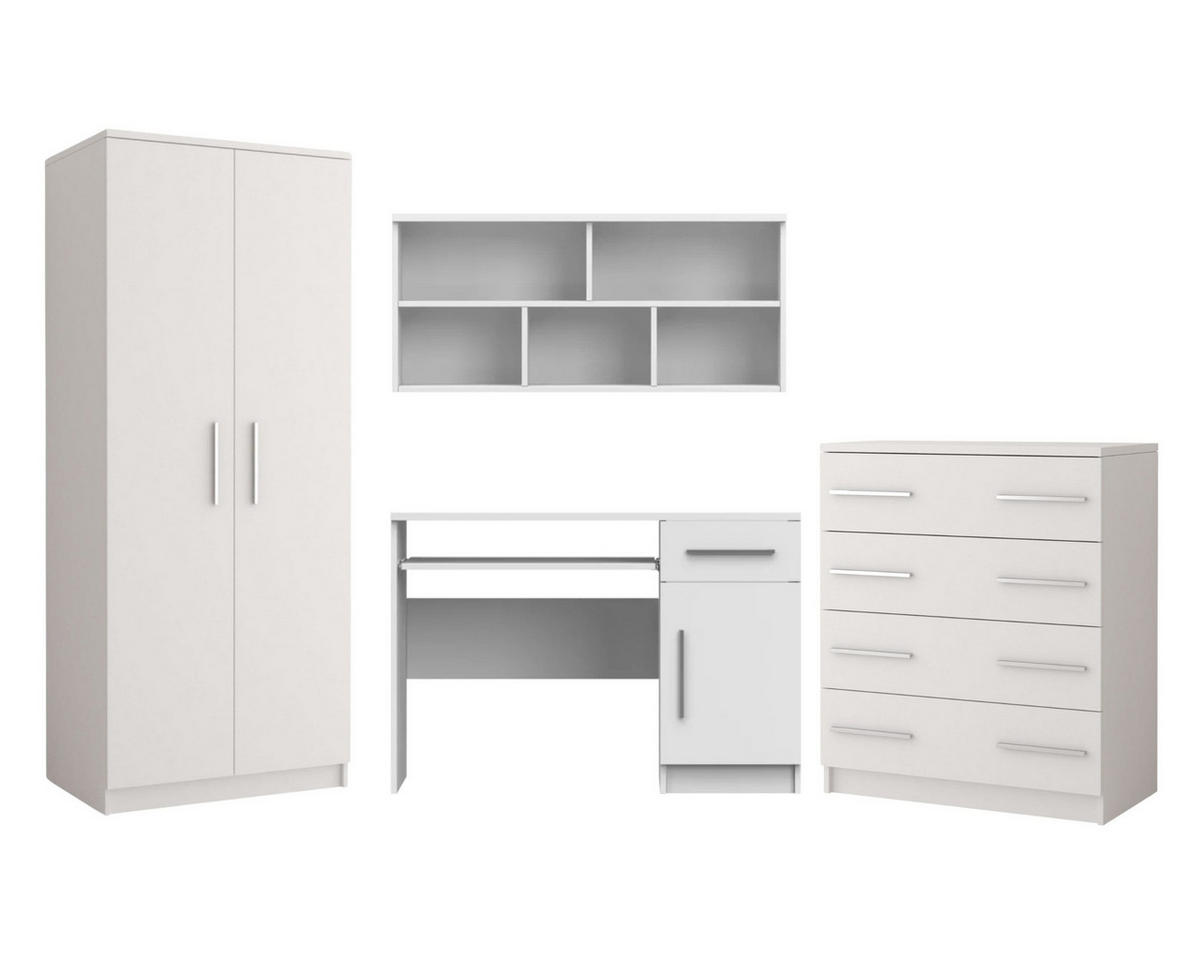 JUGENDZIMMER-SET OLMO 4-teilig Weiß - Weiß, Holzwerkstoff (270/192/50cm) - Deine Möbel 24