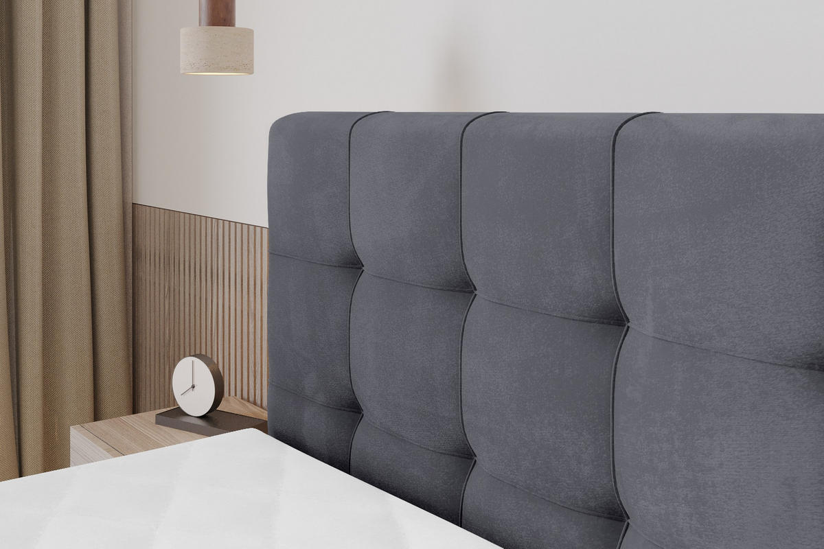 BOXSPRINGOVÁ POSTEL s matrací H3/H4 - IGAN-Z KING - 120x200 cm Tmavě šedá - tmavě šedá, kompozitní dřevo (123/200cm) - ALTDECOR