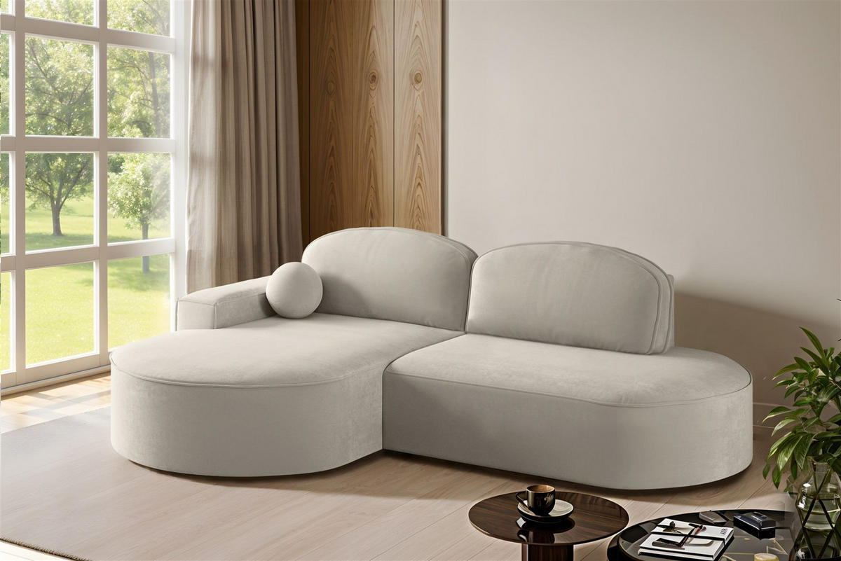 ECKSOFA Girona Mit Schlaffunktion - Beige, Holzwerkstoff/Textil (278/179cm) - Fun Möbel