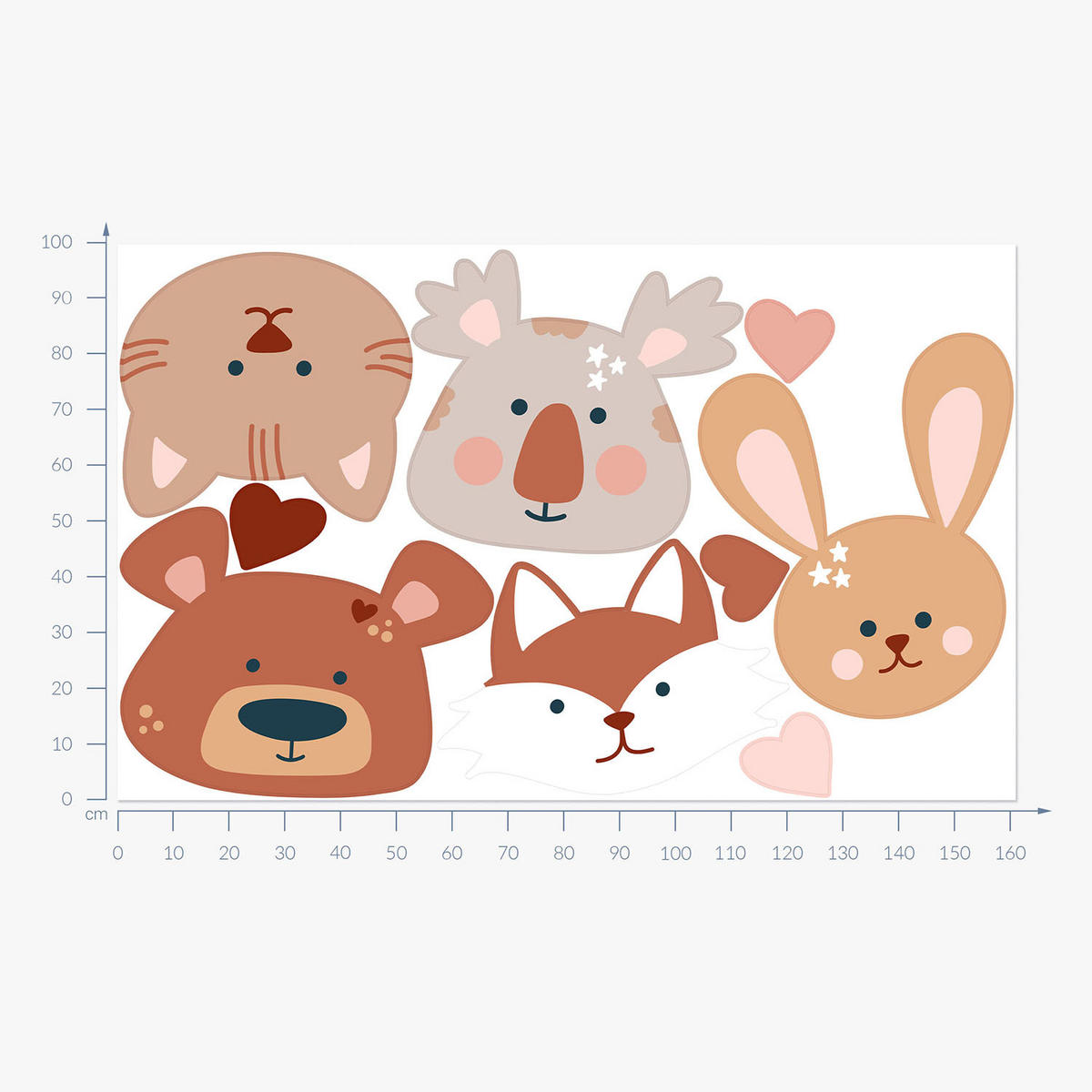 WANDAUFKLEBER 100x162cm - Illustration von Waldtieren - Multicolor, Kunststoff (100/162/0.1cm) - Wallfluent