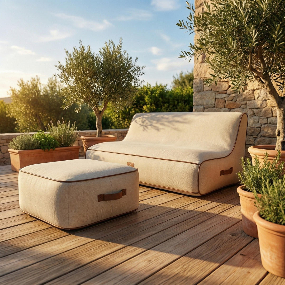 LOUNGESOFA ALIZÉ Weiß - Creme/Weiß, Kunststoff/Textil (160/75/105cm) - Coco Lounge