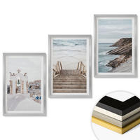 WANDBILDER 3er Set - 40x60 cm Silberner Rahmen - Meeresarchitektur Santorin - Silberfarben, Kunststoff (40/60cm) - ArtPrintCave