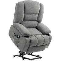 SESSEL 97/90/102 cm in Dunkelgrau mit Aufstehhilfe und Massagefunktion - Dunkelgrau, Textil (90/102/97cm) - Flora Grace