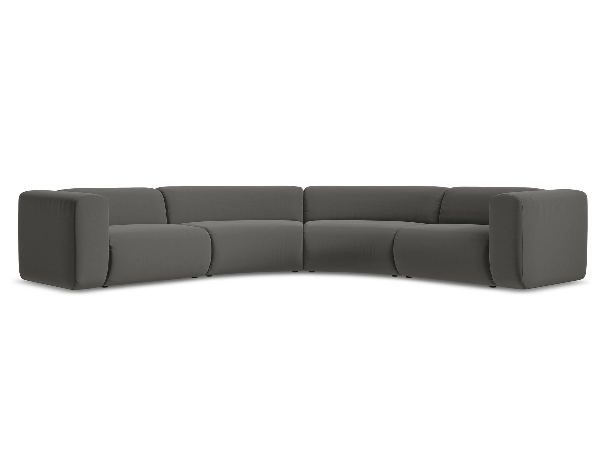 ECKSOFA Samt Stoff Grau - Dunkelgrau/Schwarz, Kunststoff/Textil (318/318cm) - Makamii