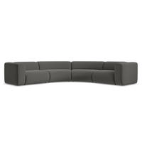 ECKSOFA Samt Stoff Grau - Dunkelgrau/Schwarz, Kunststoff/Textil (318/318cm) - Makamii