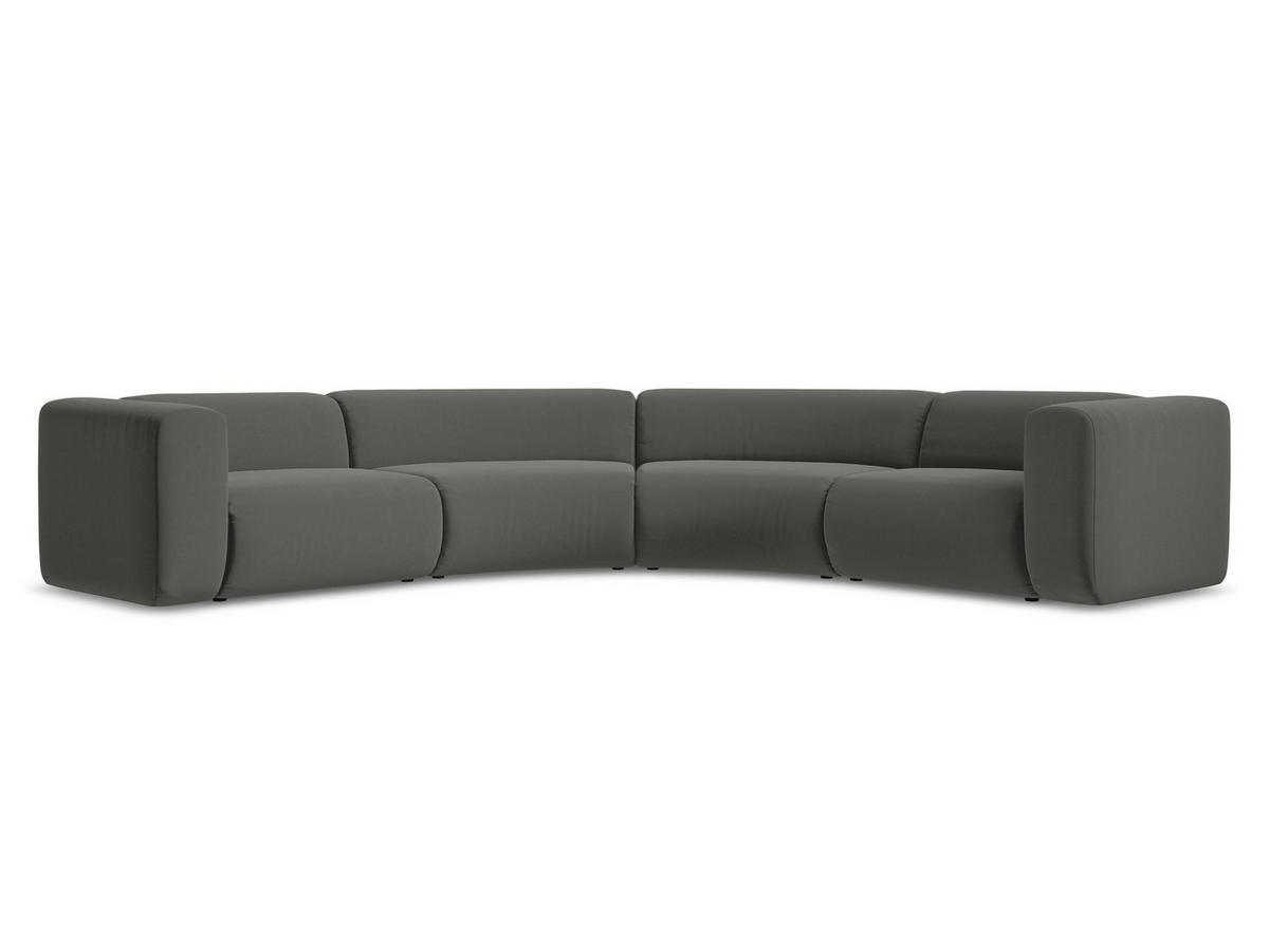 ECKSOFA Samt Stoff Grau - Dunkelgrau/Schwarz, Kunststoff/Textil (318/318cm) - Makamii