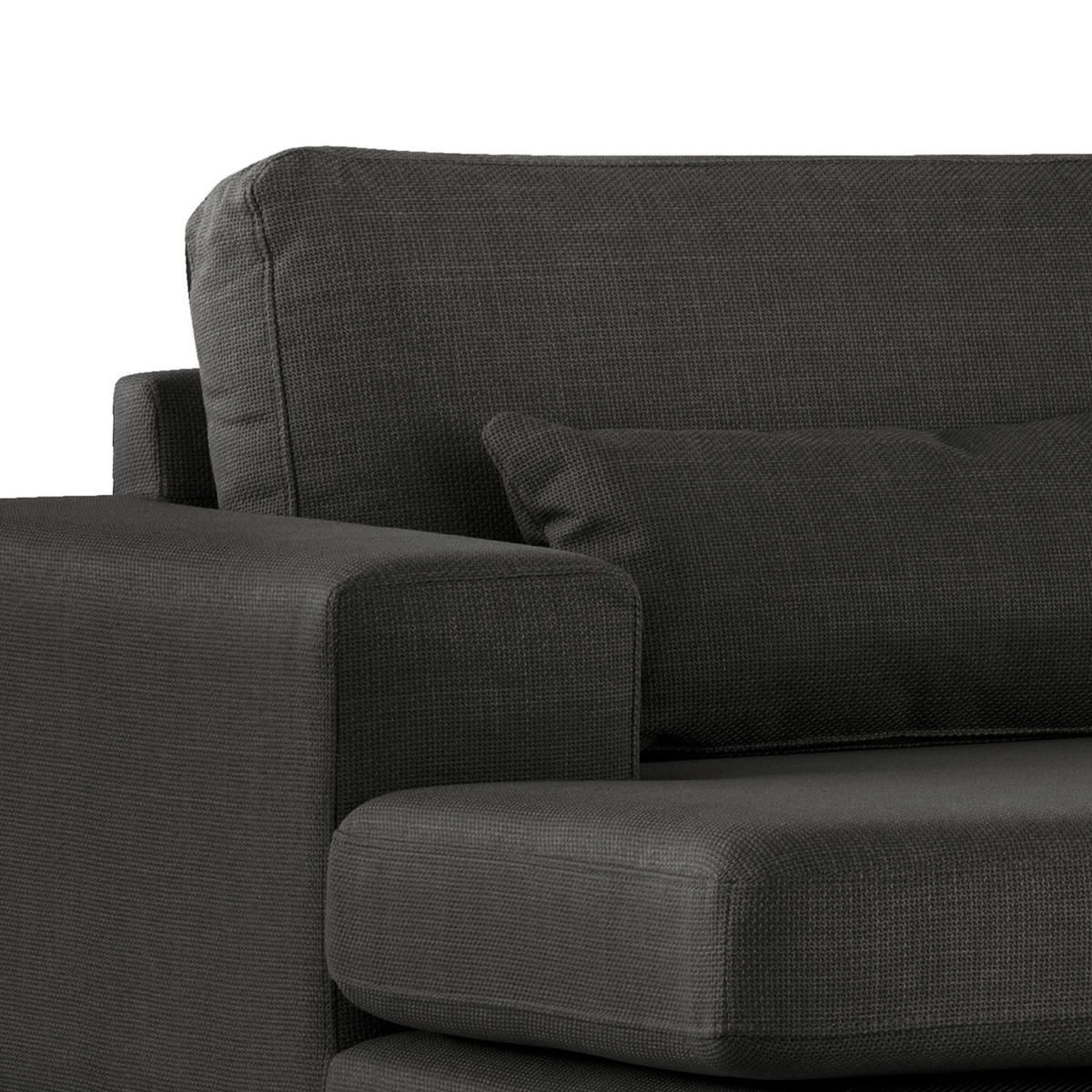 ECKSOFA mit Longchair - Eichefarben/Schwarz, Eichenholz/Textil (281/153cm) - home24