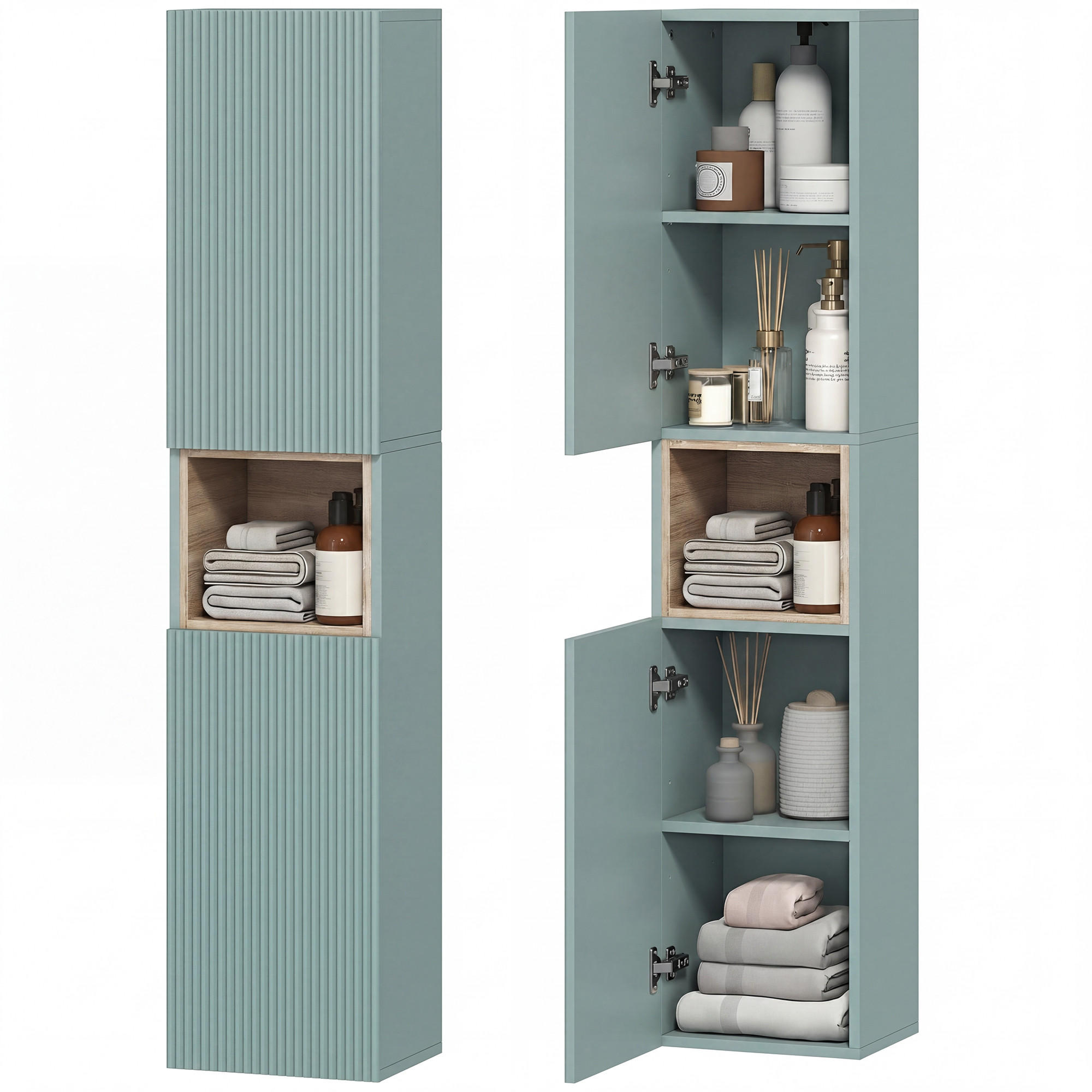 HOCHSCHRANK DE-12541 30/24/140 cm Grün - Grün, Holzwerkstoff (24/140/30cm) - ComfortXL