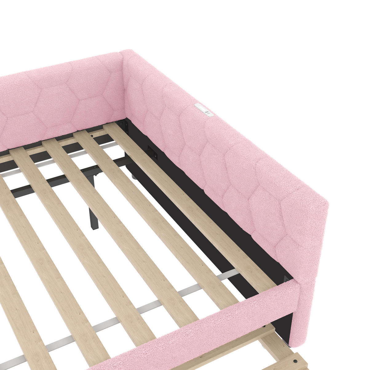 POLSTERBETT aus Samt und MDF 90x200 cm in Rosa mit Ausziehbett, USB & Typ-C - Rosa, Textil (90/200cm) - Modfu
