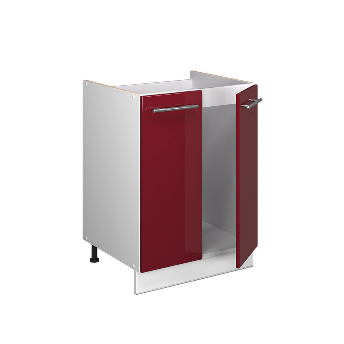 SPÜLENUNTERSCHRANK Fame-Line, Bordeaux Hochglanz/Weiß, 60 cm - Bordeaux/Weiß, Holzwerkstoff (60/82/60cm) - Vicco