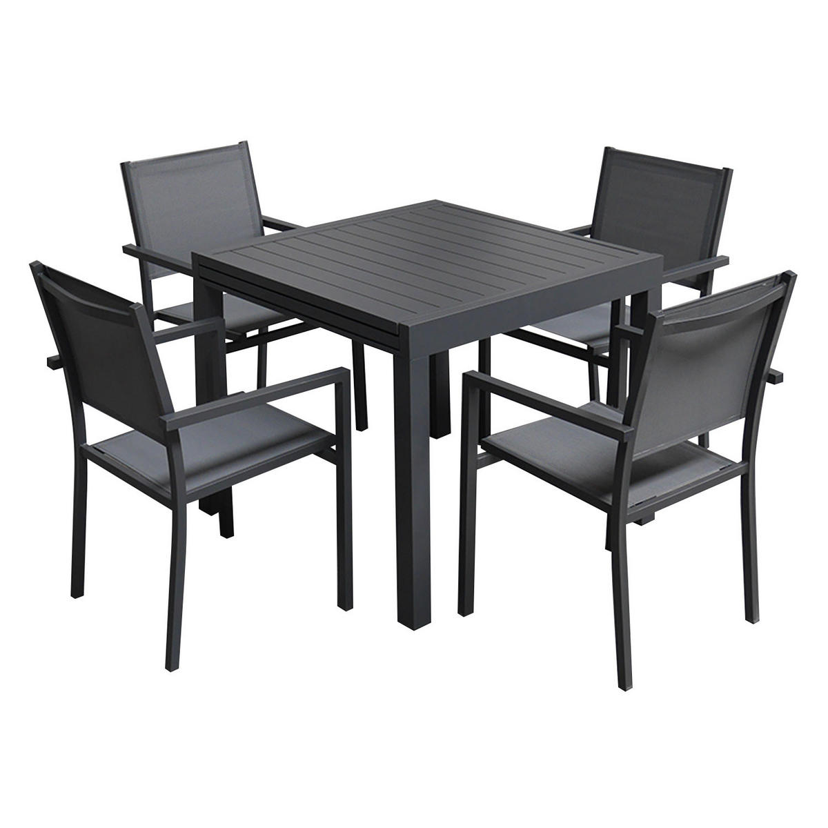 GARTENMÖBEL Venezia Grau und anthrazit 90/180 cm 8 Plätze - Grau, Metall - Happy Garden