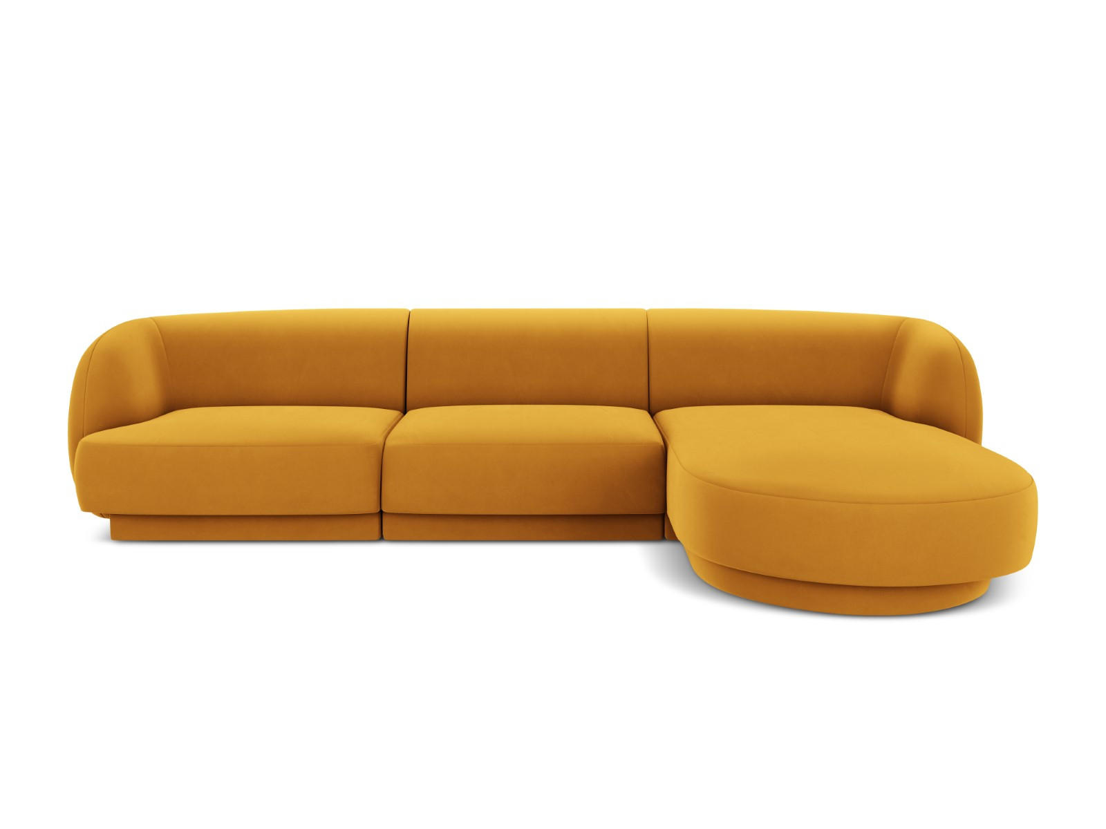 ECKSOFA rechts Miley aus Samt gelb 4 Sitzplätze - Gelb, Textil (156/255cm) - Micadoni