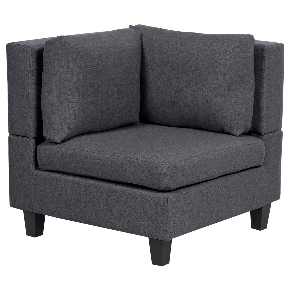 3-SITZER-SOFA Leinenoptik dunkelgrau mit Ottomane Unstad - Schwarz/Grau, Textil (228/72/76cm) - Beliani