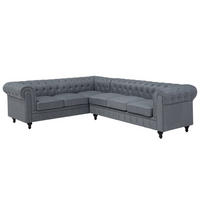 ECKSOFA Polsterbezug Schwarz linksseitig Chesterfield - Grau, Textil (280/85cm) - Beliani