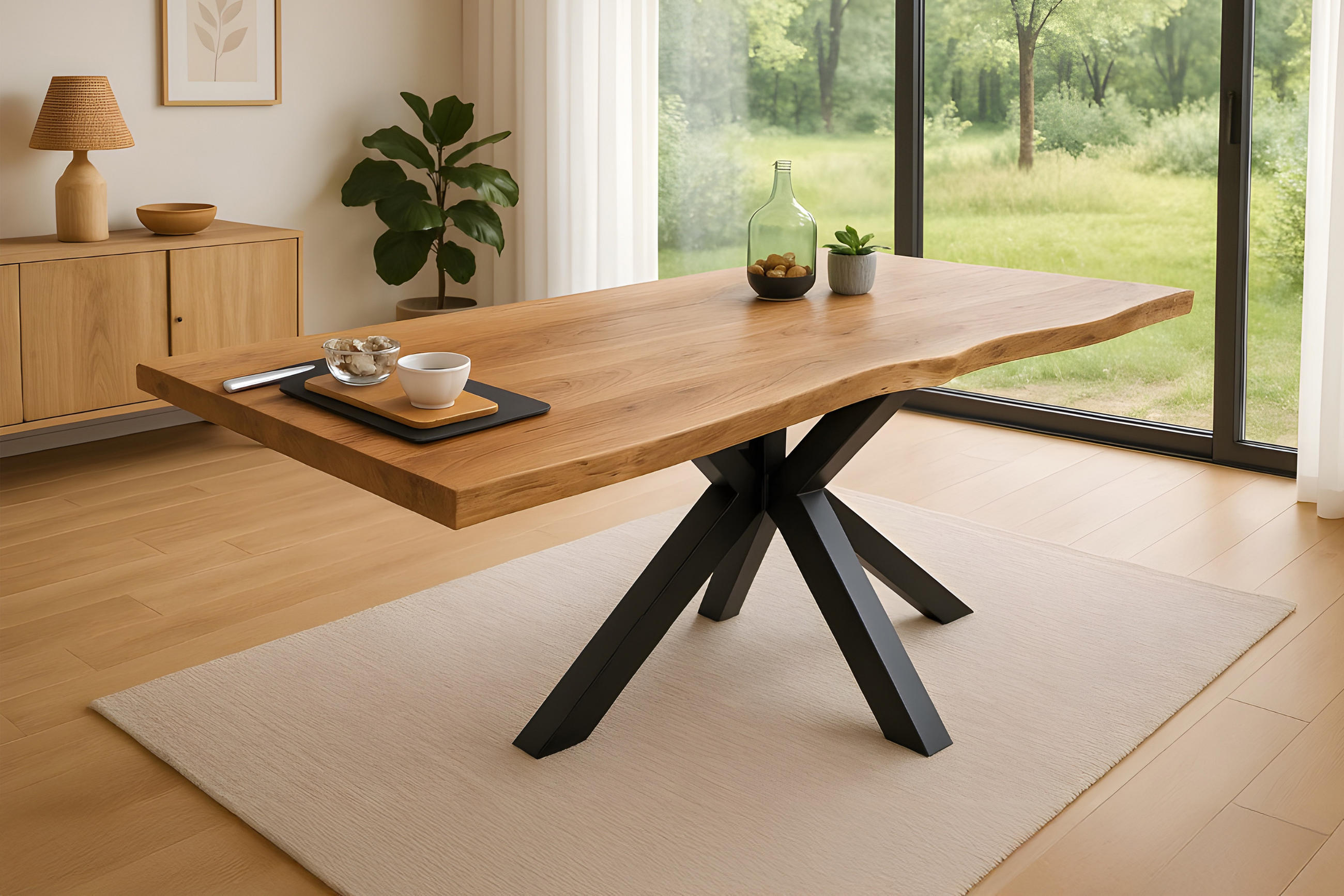 ESSTISCH JIM - Schwarz/Naturfarben, Holz/Metall (80/120/77cm) - SAM