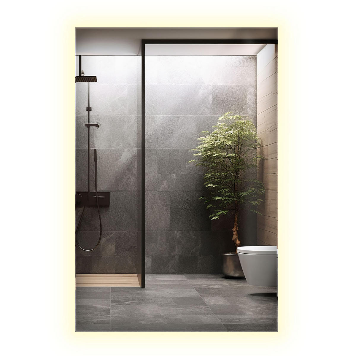 LED-SPIEGEL 60x40 cm Rechteckig Neutralweiß 4000K - Transparent, Glas (40/60/0.4cm) - Wallfluent