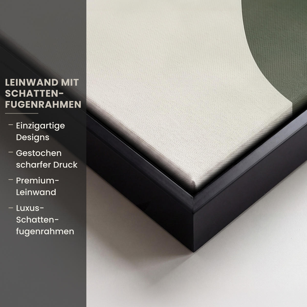 LEINWAND Bilder mit Rahmen - Japandi - Grün - Abstrakt - Modern - 40x30 - Salbeigrün, Textil (40/30cm) - MuchoWow