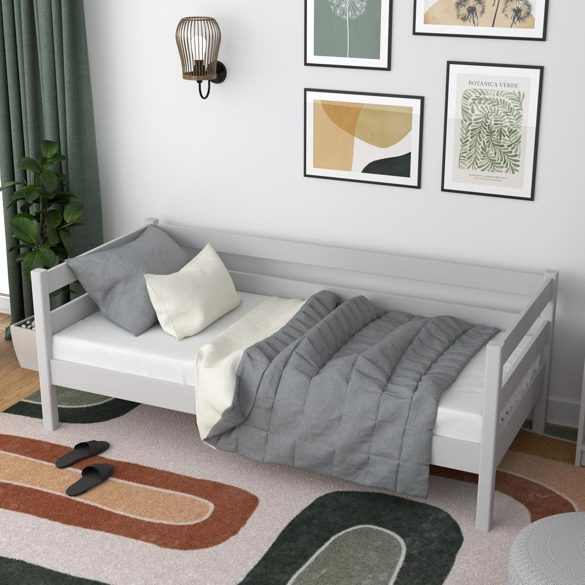 TAGESBETT Grau 80/190 - Grau, Naturmaterialien/Holz (80/190cm) - N-Wood