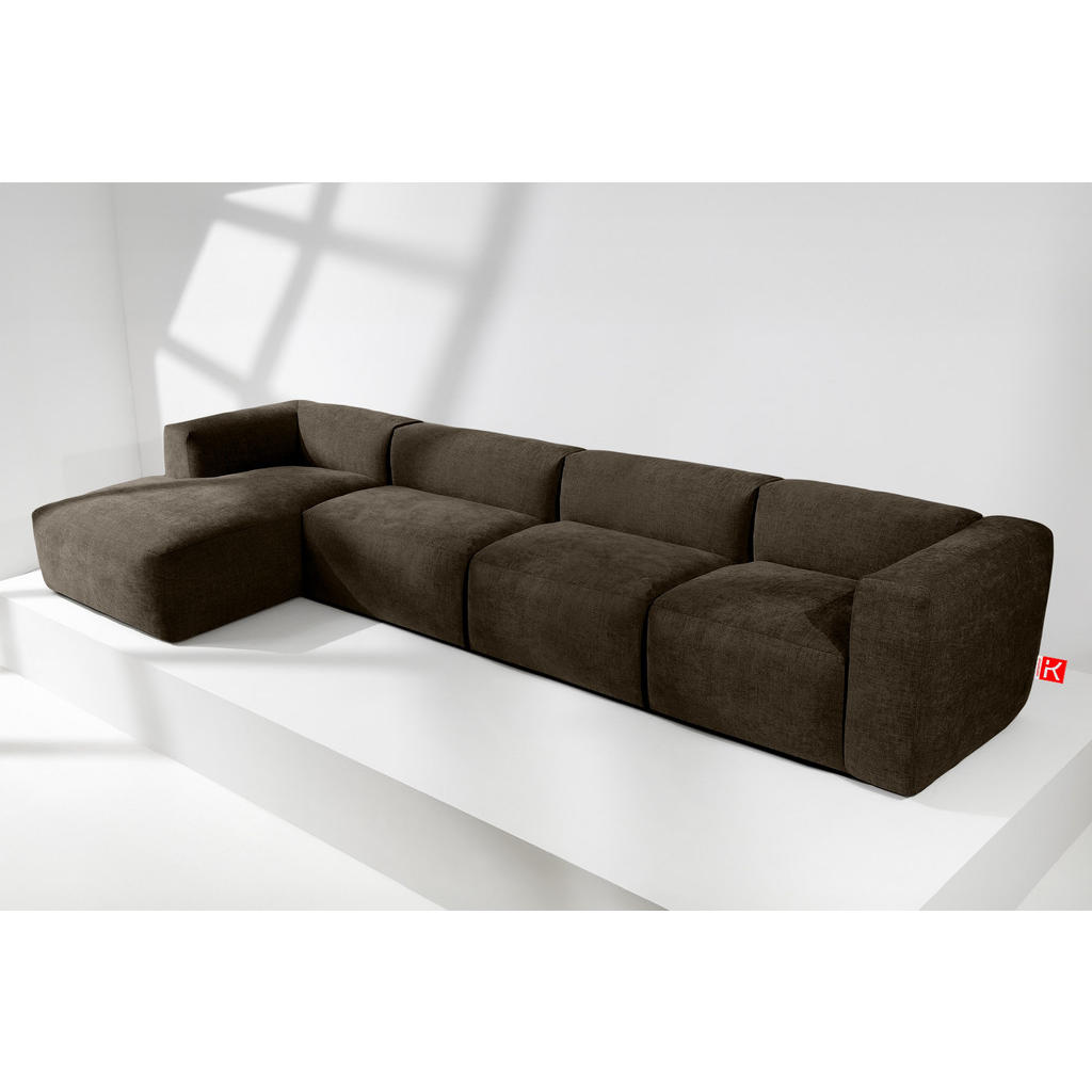 Thumbnail - Konsimo® Eckmodulsofa-Links, Braun, Textil, Eckteil,Freiform, 377x180 cm, Wohnzimmer, Sofas & Couches, Wohnlandschaften,...