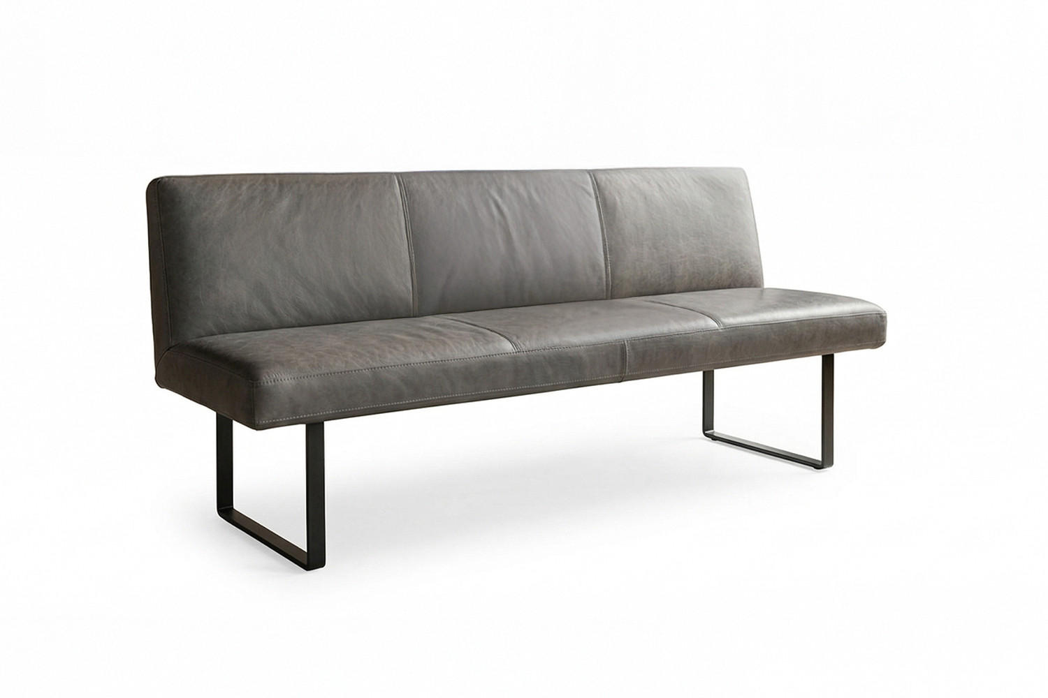 ESSZIMMERBANK ELEEN Anthrazit Leder - Anthrazit, Leder (203/85/69cm) - KAWOLA