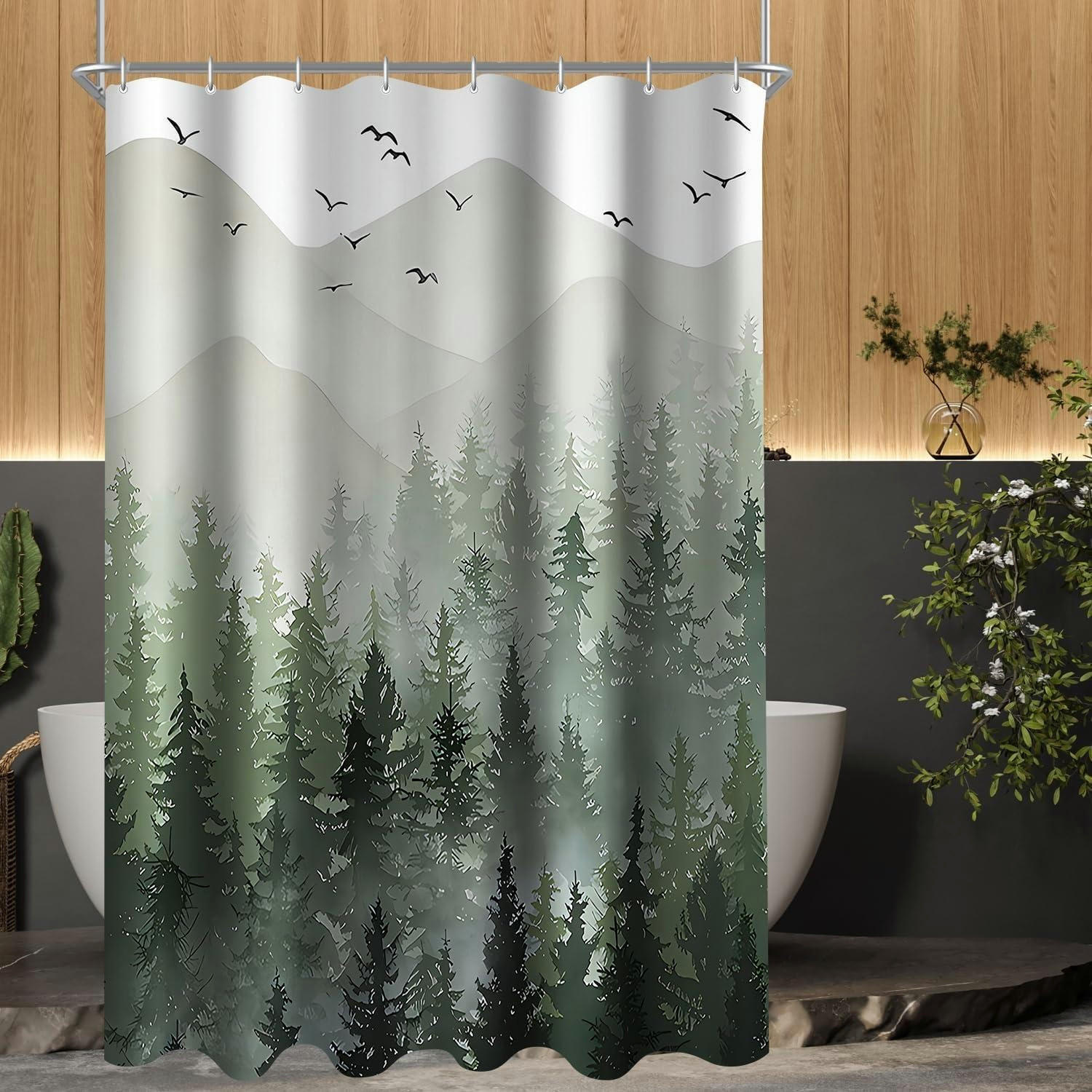 DUSCHVORHANG Wald 150 x 200 cm - Grün, Textil (150/200cm)
