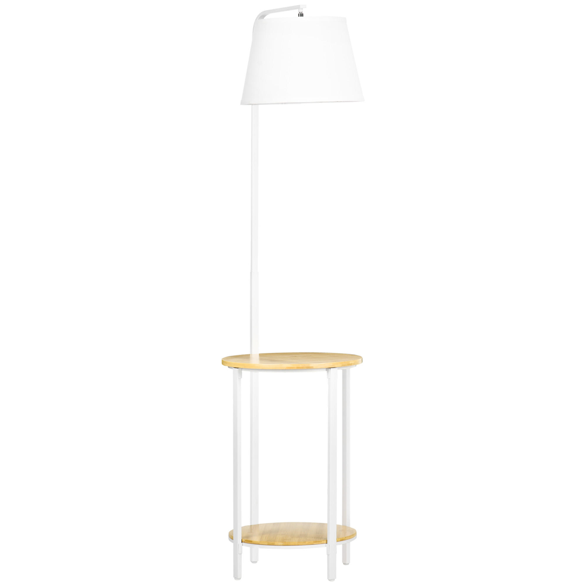 STEHLEUCHTE, Standlampe mit 2 Ablagen, 40 W Stehlampe, Standleuchte, Metall - Weiß, Metall (43/39.5/162cm) - HOMCOM