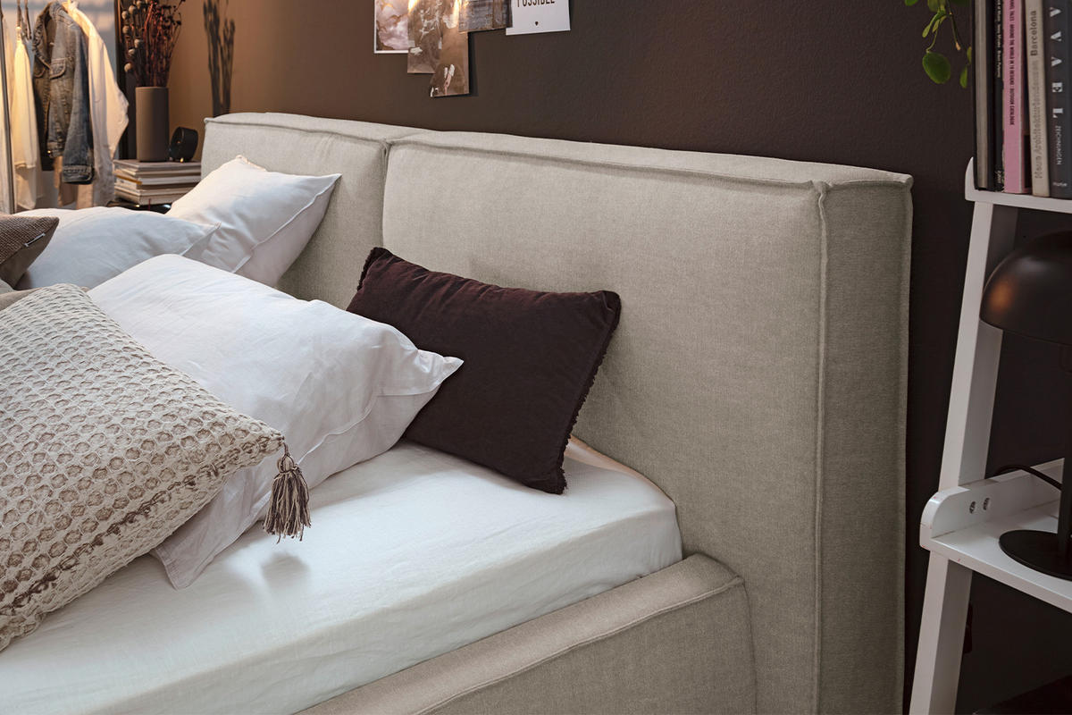 POLSTERBETT CARLO Taupe Massivholz - Taupe, Textil (140/200cm) - KAWOLA