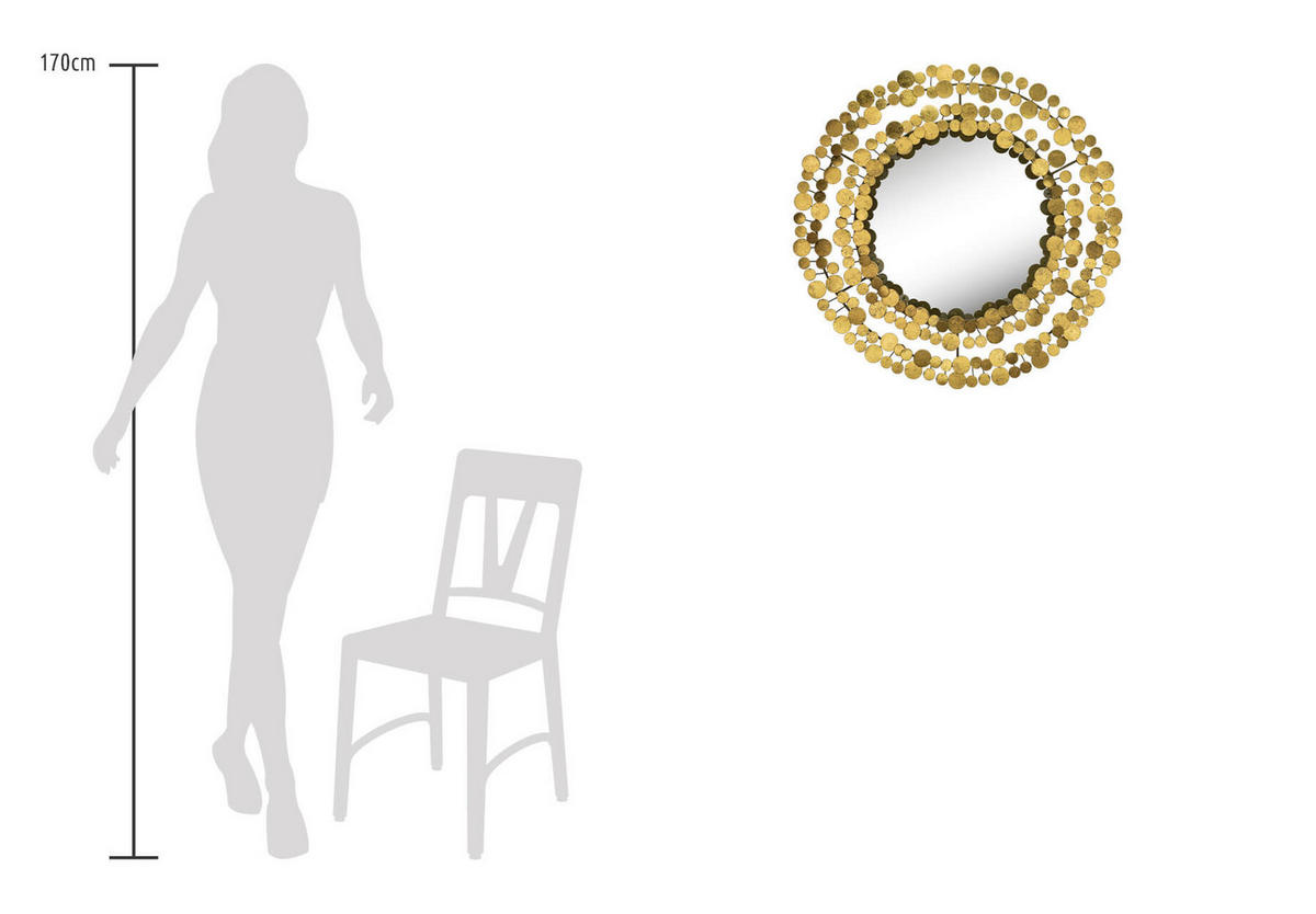 WANDSPIEGEL Gold 68/68 cm - Goldfarben, Metall (68/68/6cm) - KUNSTLOFT