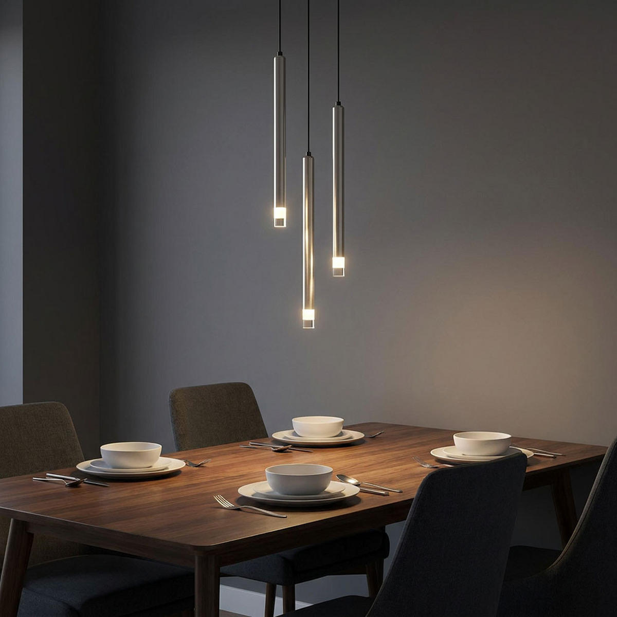 HÄNGELEUCHTE Metall Nickel Matt - Silberfarben, Metall (24/24/120cm) - Globo Lighting