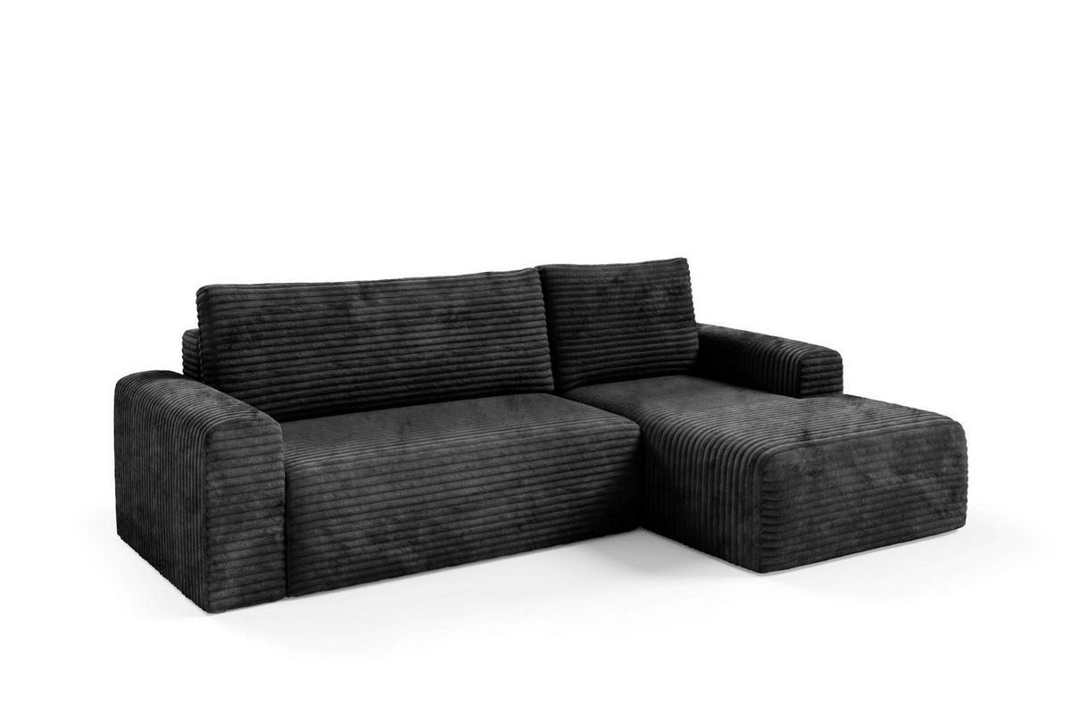 ECKSOFA mit Schlaffunktion Schwarz - Schwarz, Textil (268/163cm) - Furnisell