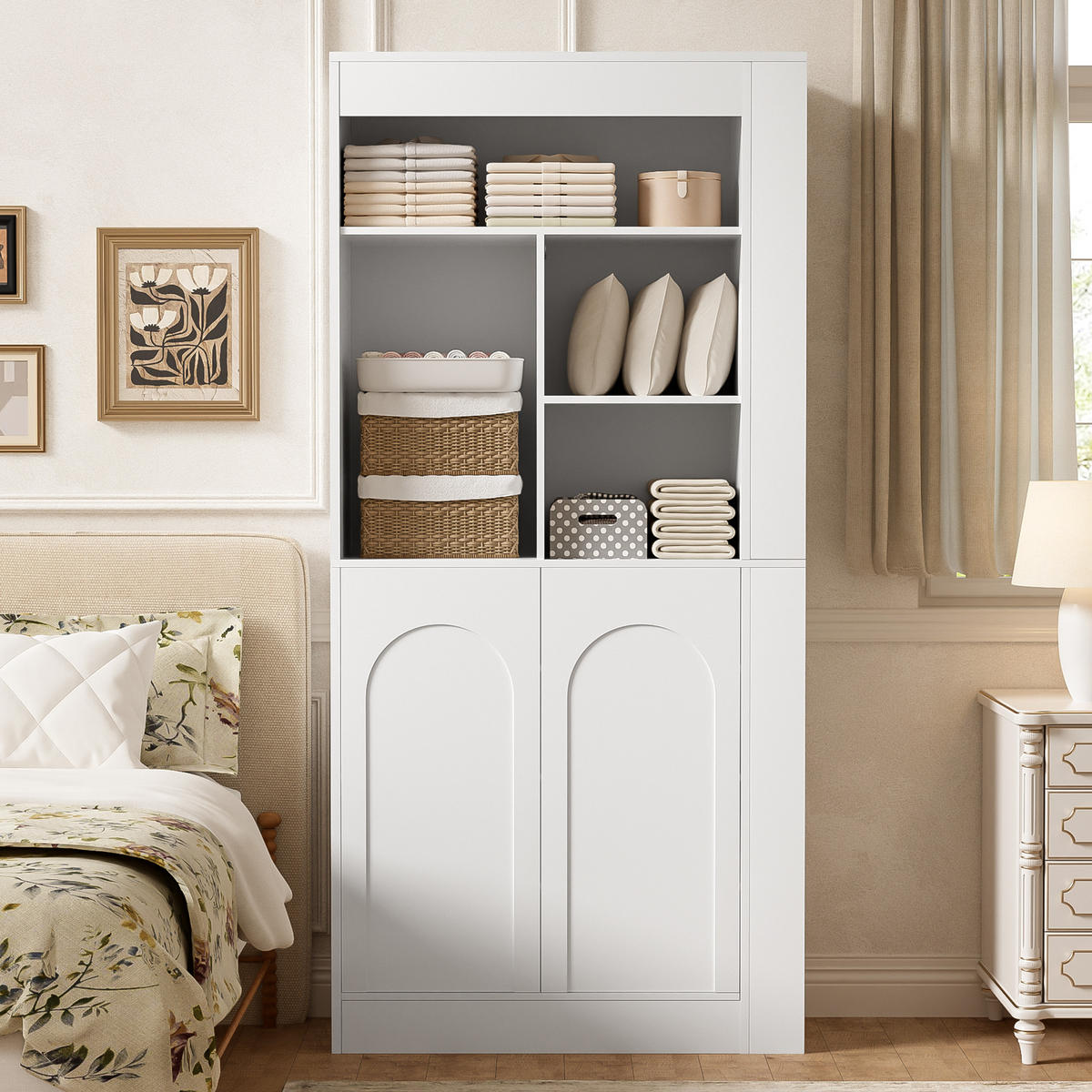 HOCHSCHRANK 85x35x180cm Weiß mit 2 Türen und Regalfächern - Weiß, Holzwerkstoff (85/180/35cm) - FLIEKS