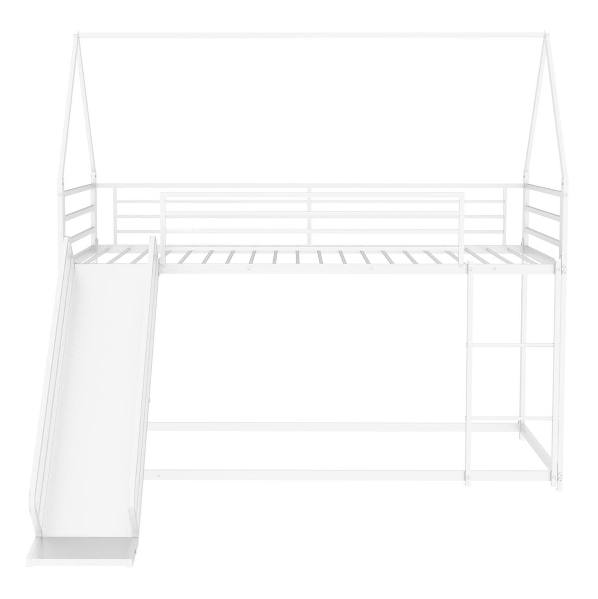 ETAGENBETT mit Rutsche 90x190 cm Metall Weiß - Weiß, Holzwerkstoff (90/190cm) - Beauniv