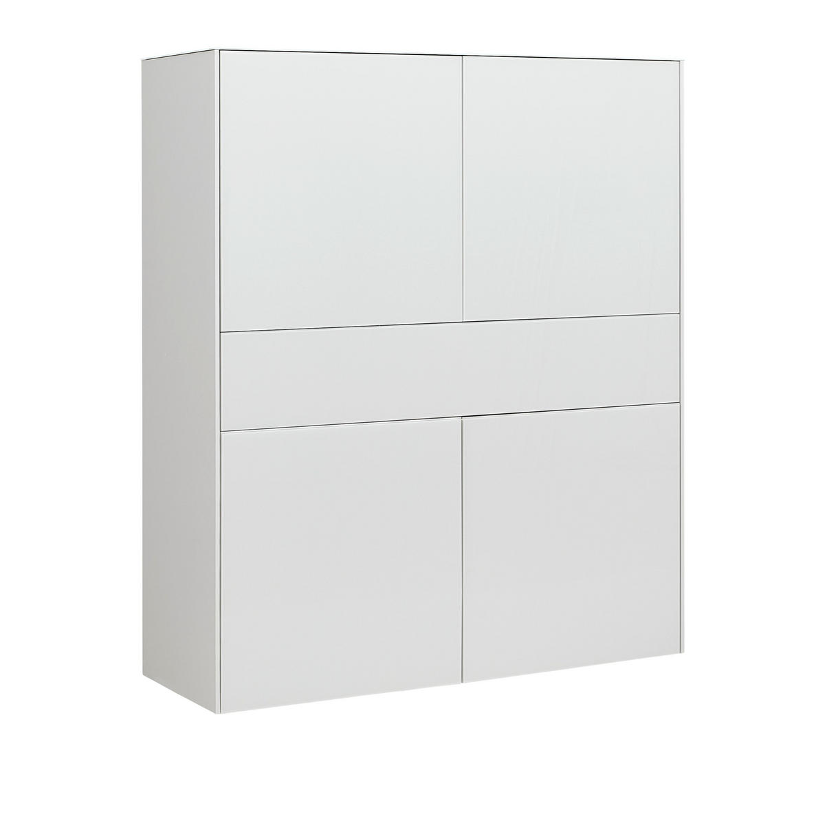 HIGHBOARD Imola Kreidegrau matt lack und Glas - Grau, Holzwerkstoff (121/145/42cm) - Premium Living