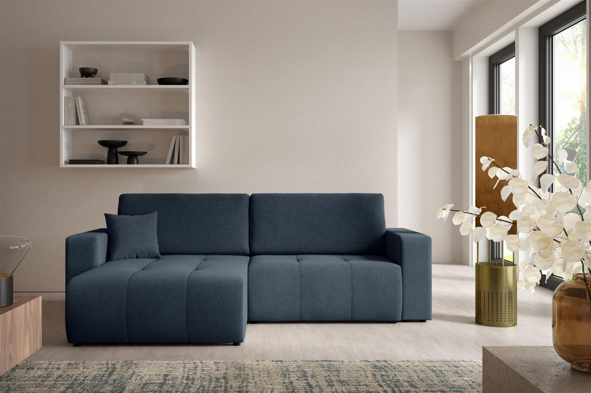 ECKSOFA Augusto - Blau, Holzwerkstoff/Textil (244/149cm) - Fun Möbel