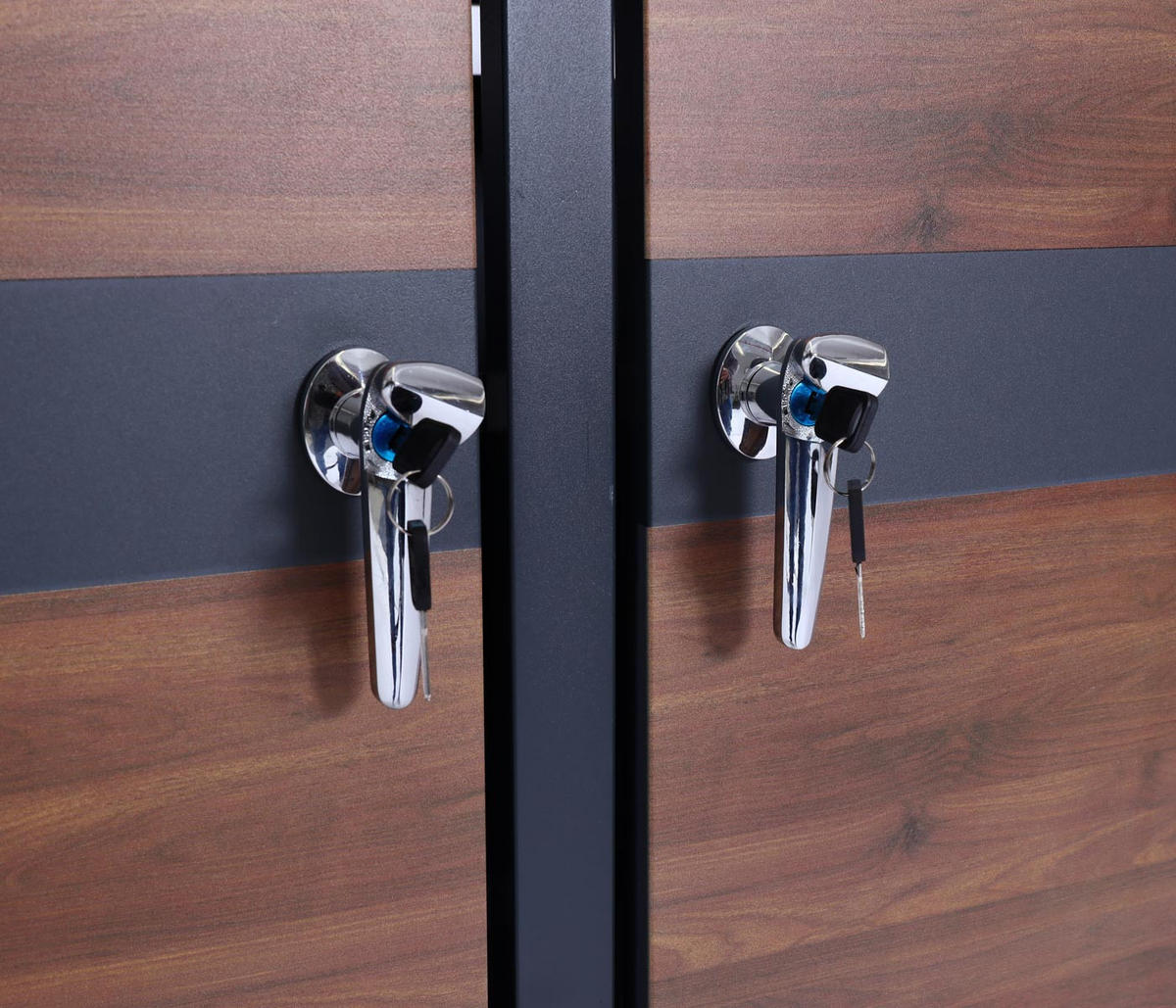 MÜLLTONNENBOX 4er 117x264x80cm Anthrazit Kirsche-Holzoptik Dunkelbraun - Kirschbaumfarben, Metall (264/117/80cm) - PROREGAL