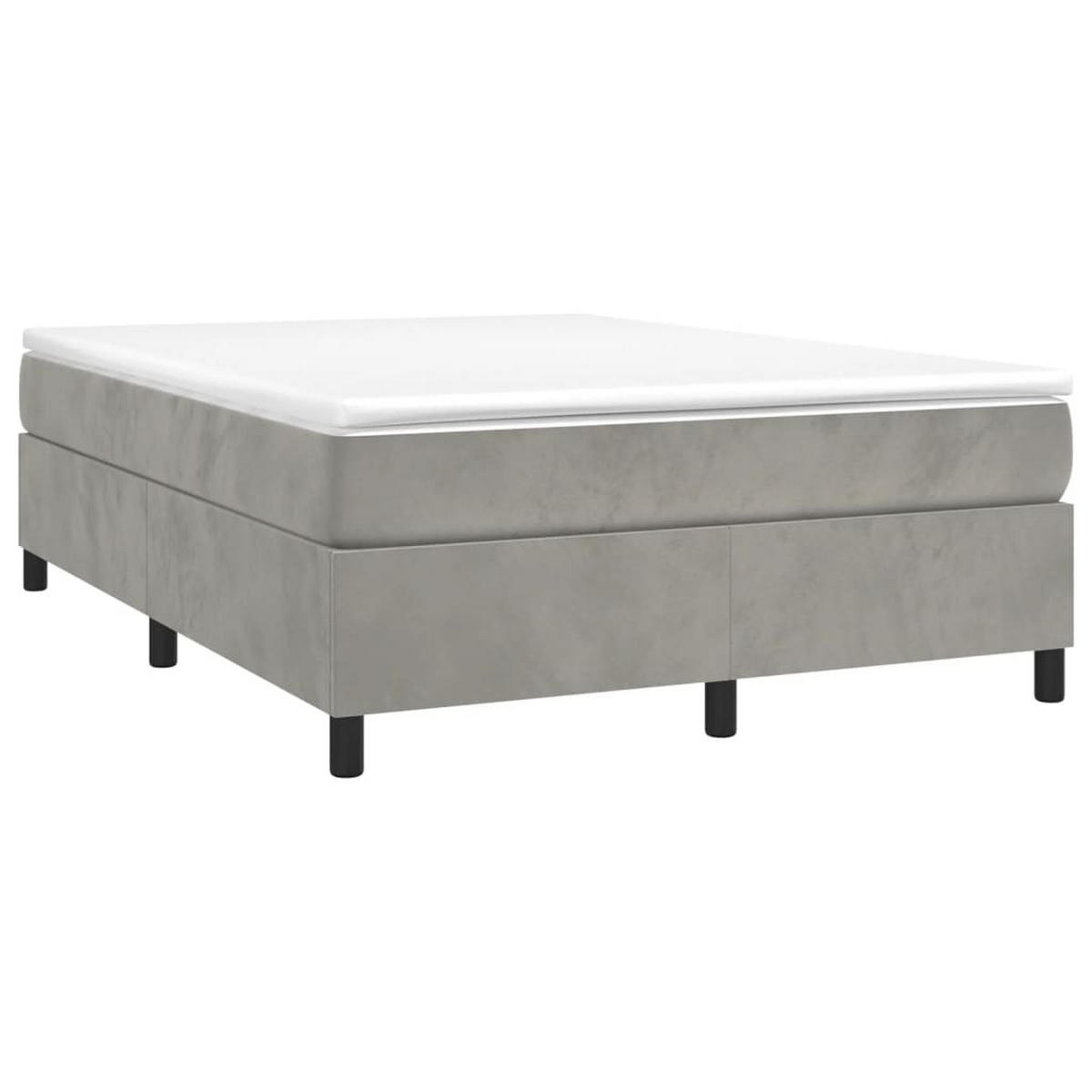 BOXBETTGESTELL Hellgrau 140/200 Cm Samt - Hellgrau, Textil (140/200cm) - vidaXL