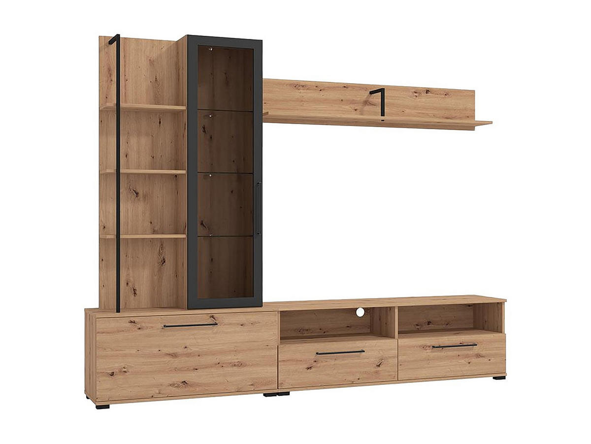 TV-WAND - 229.5 x 35 - holz - naturfarben hell Dublin - Naturfarben, Glas/Holz (229.5/183/35cm) - Vente-Unique