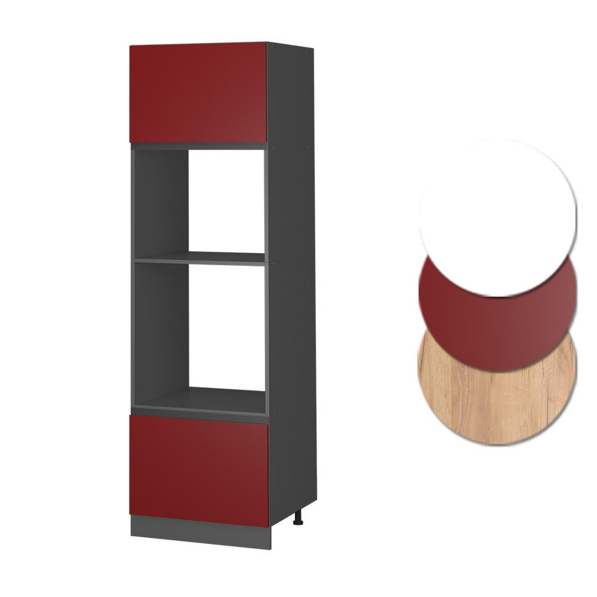 MIKROWELLENSCHRANK R-Line Rot 60 cm J-Shape - Anthrazit/Rot, Holzwerkstoff (60/206.8/57.2cm) - Vicco